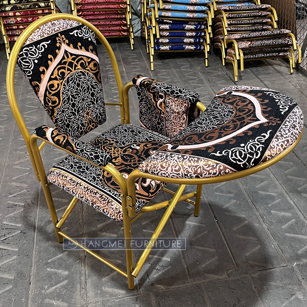 Factory new design foldable metal pastor islam muslim mosque church elder people used prayer chair