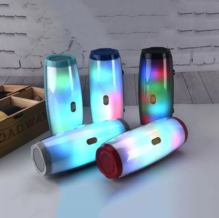 2021 TG 165 portable outdoor waterproof wireless boombox column bass blue tooth speaker with led 5 flash lighting