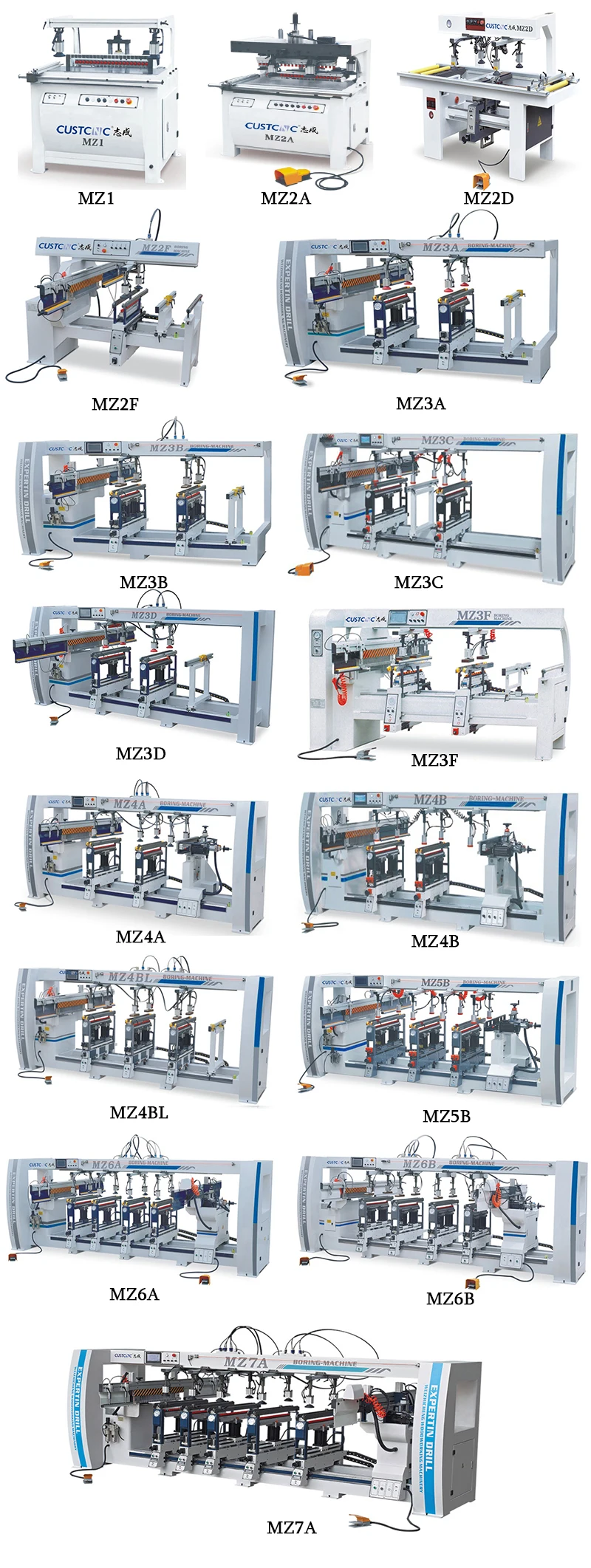 MZ10XL Woodworking Segmented Ten Row/ten row multi-axis Automatic feeding woodworking drilling machine