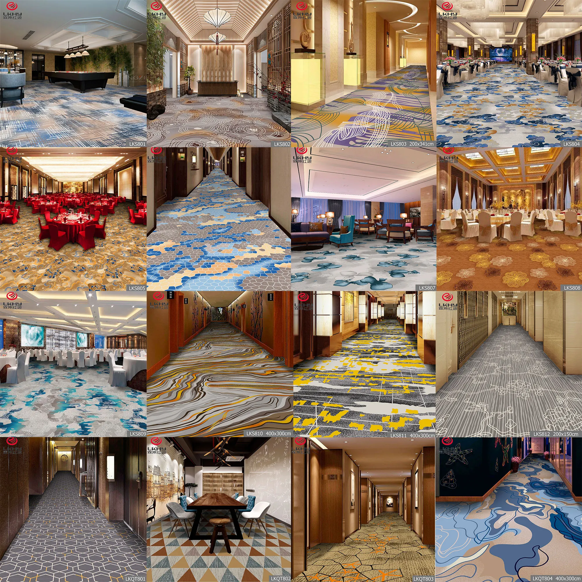 Floor Hotel Carpets Soft and Comfortable Printing Restaurant Loop Pile Wall to Wall PP Carpet Floor