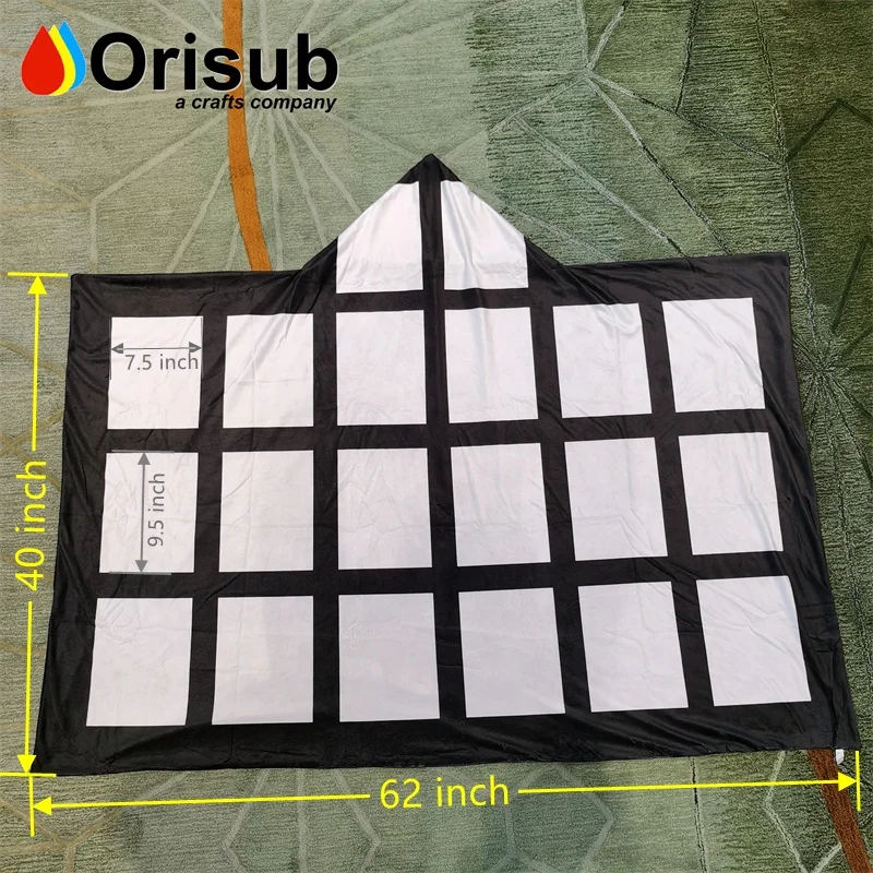 Largest 60x80 inch soft velvet sublimation hoodie blanket custom 20 panel adult hooded blanket