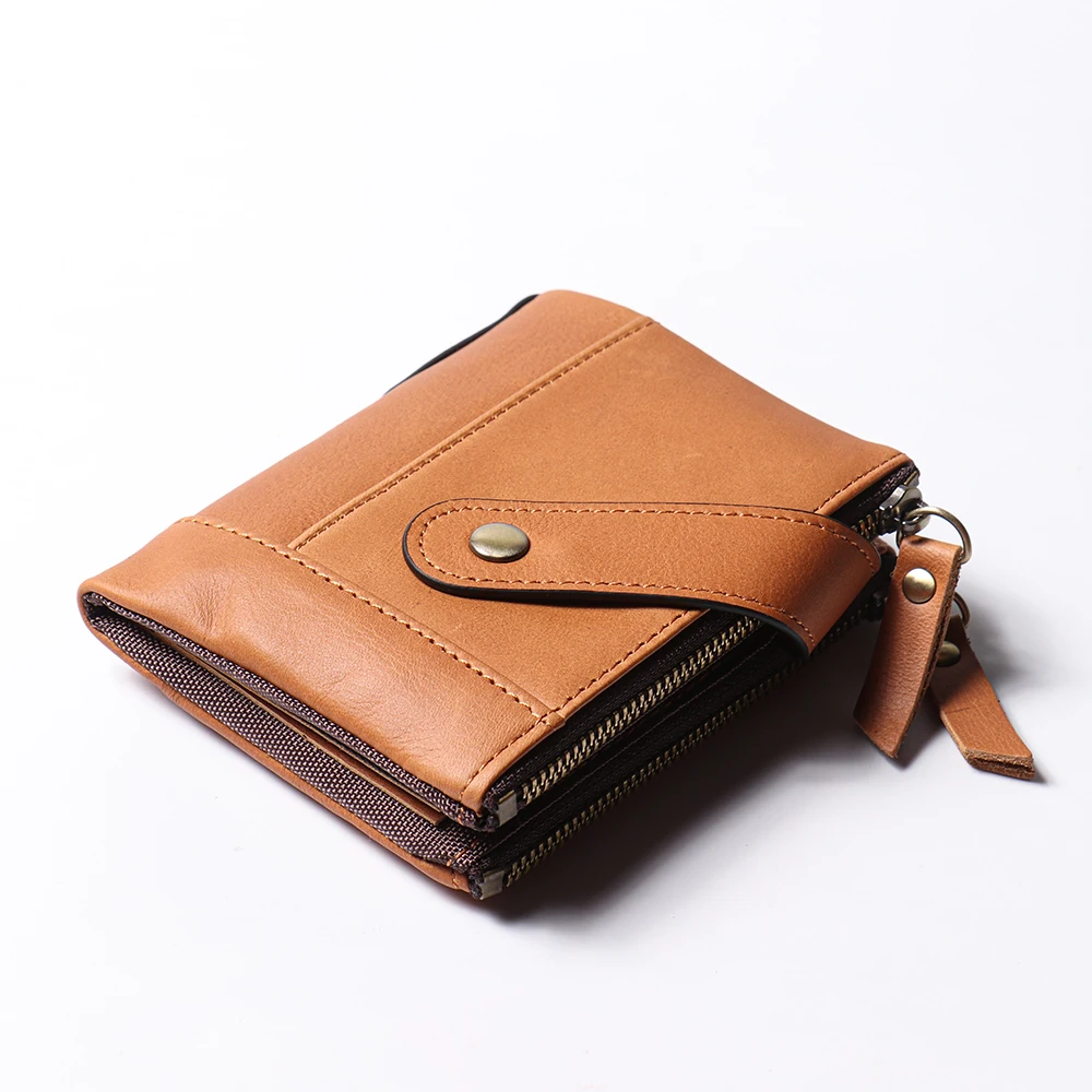 Vintage Mens Real Leather Wallet Genuine Leather Wallet With ID Window Coin Purse RFID Leather Wallet For Men