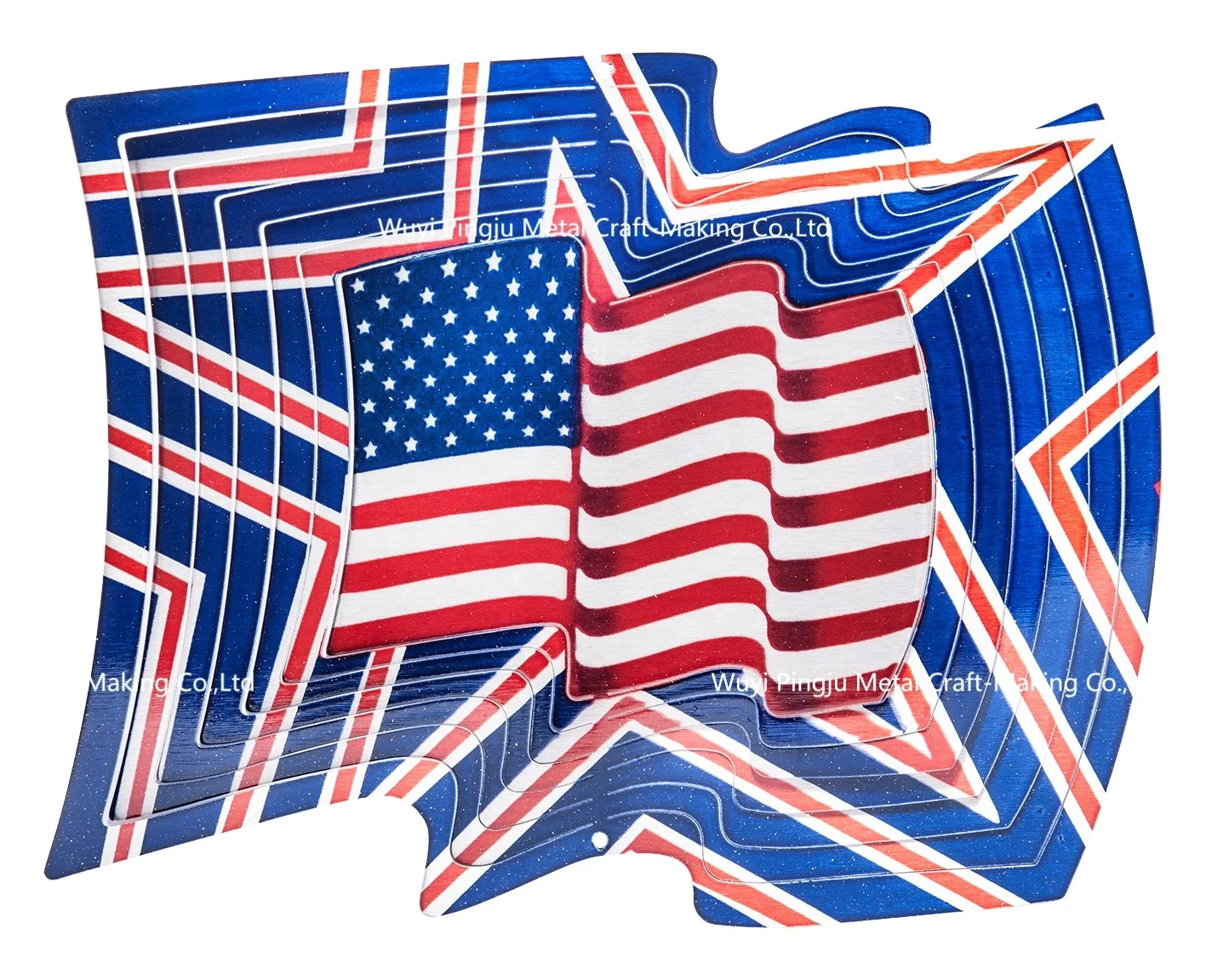 Laser Cut Outdoor 3D Wind Spinner-Multi colored USA Flag