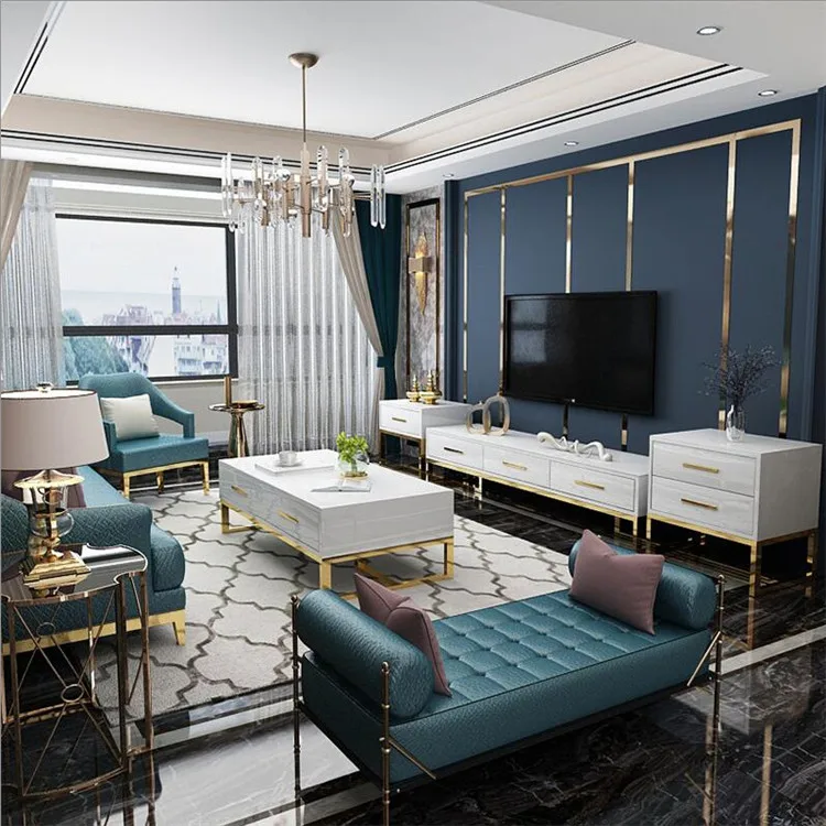 Modern Luxury Wood Tv Stand with Storage Cabinet and Coffee Table Set Living Room Furniture