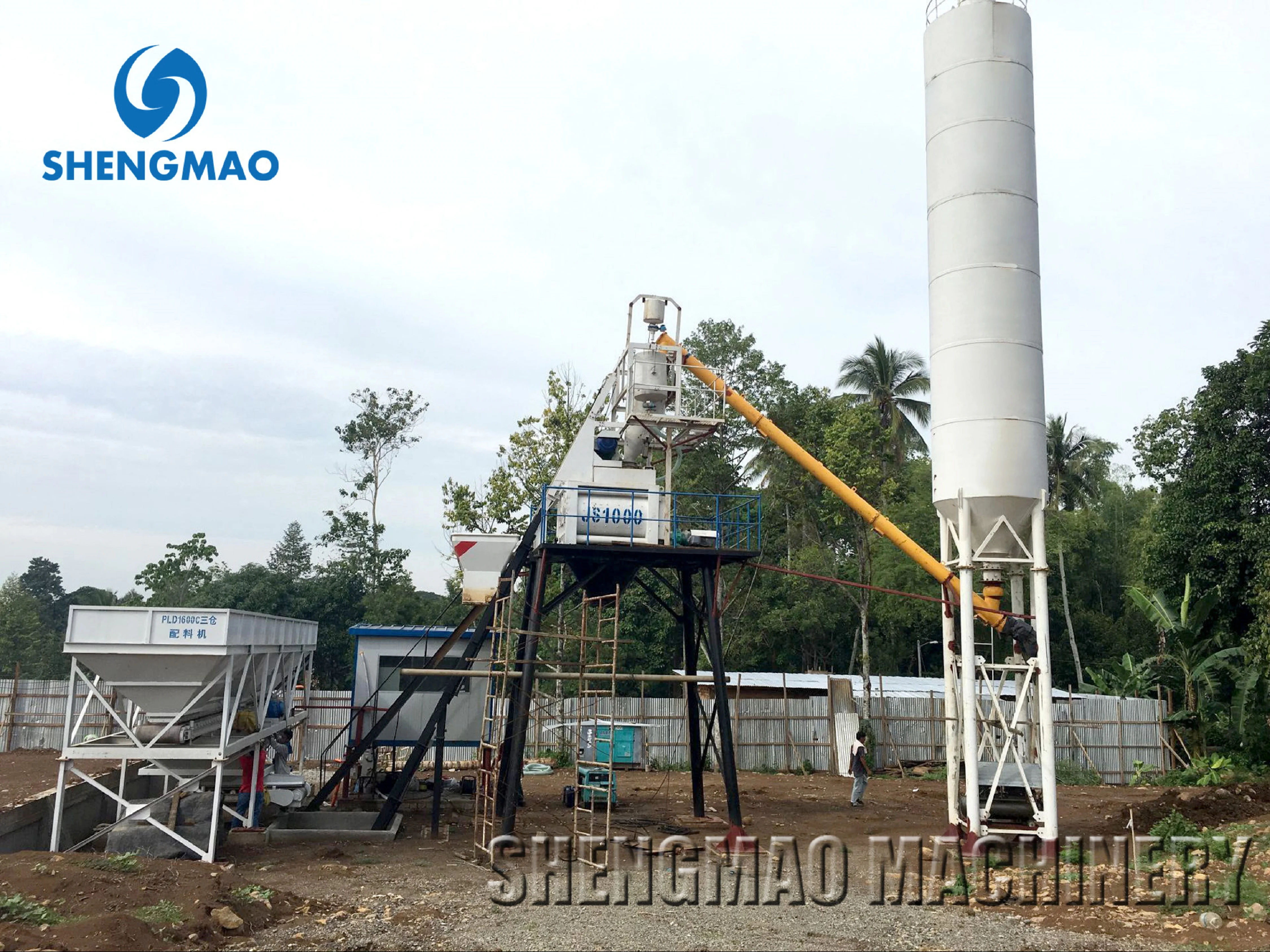high quality  HZS50  concrete batching plant concrete mixing plant for ready mix concrete with china factory price