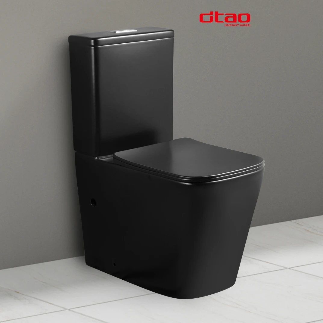 Hot Sale Matte Color Rimless Ceramic Wc Toilet Sanitary Ware Inodoro Toilet Bowl Bathroom Two Piece Toilet