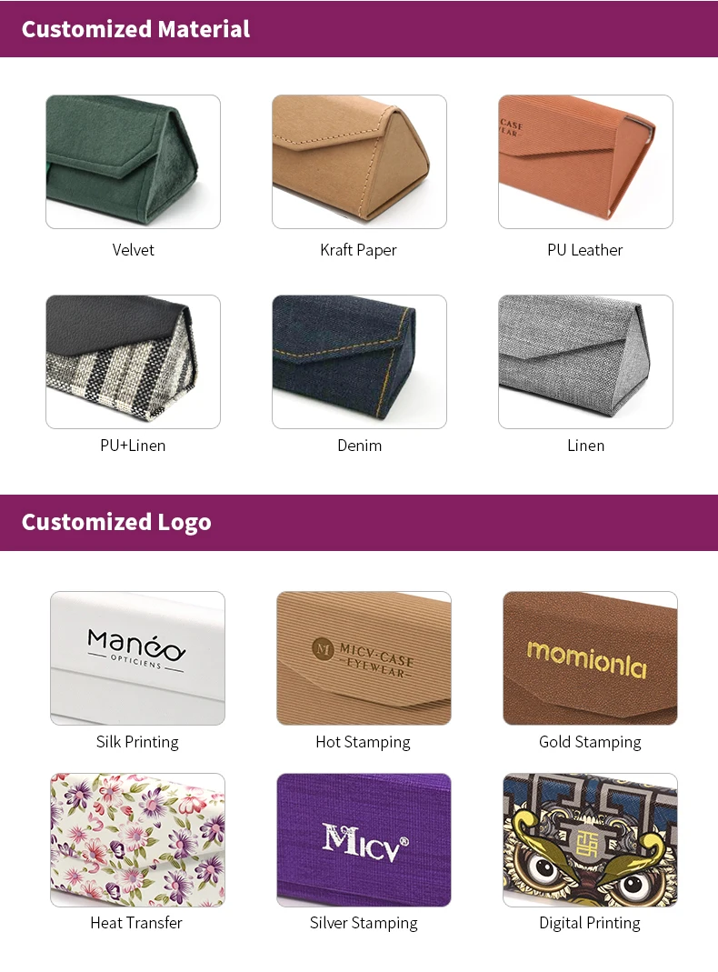 Bestpackaging  biodegradable paper foldable Glasses box triangle Sunglasses packing case folding eyeglass case