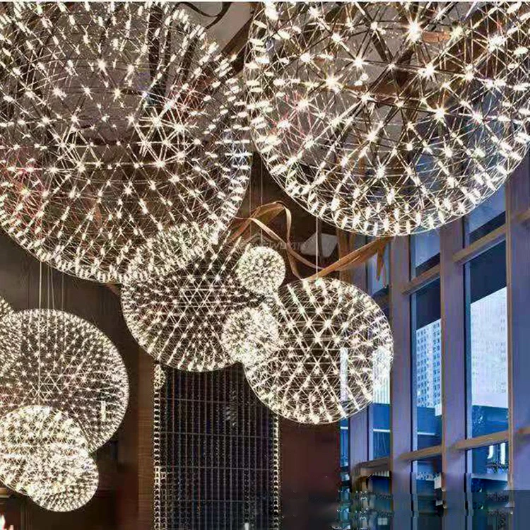 ZSW305 Stainless Spark fireworks led ball lights chandelier for wedding event ceiling decoration