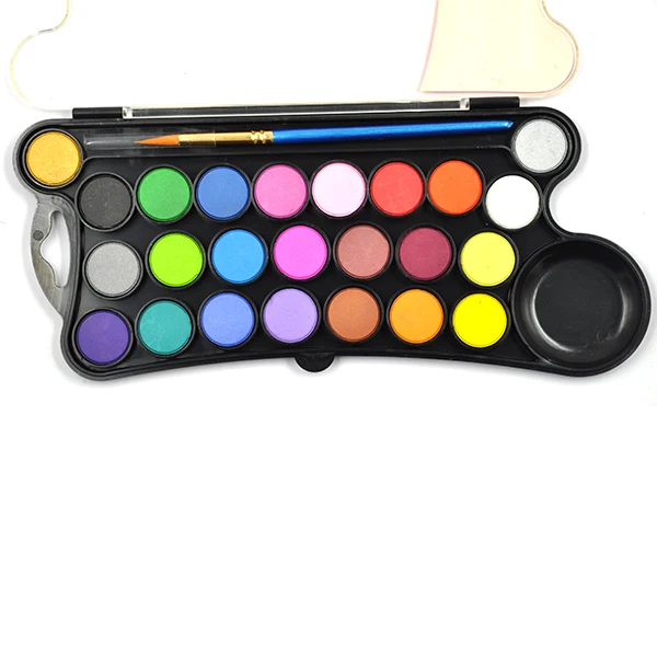 High Quality 24 Colors Solid Watercolor Painting Water Color Paint Set in pp Box