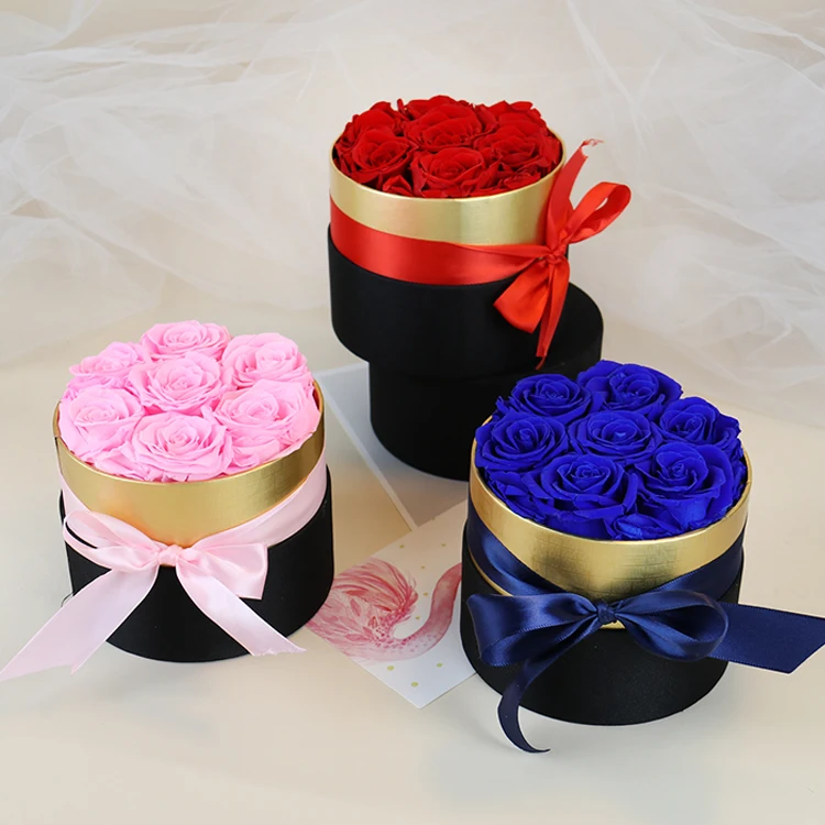 YS-008 mothers day everlasting many luxury velvet gifts box eternal dried forever preserved rose fresh flower wedding decoration