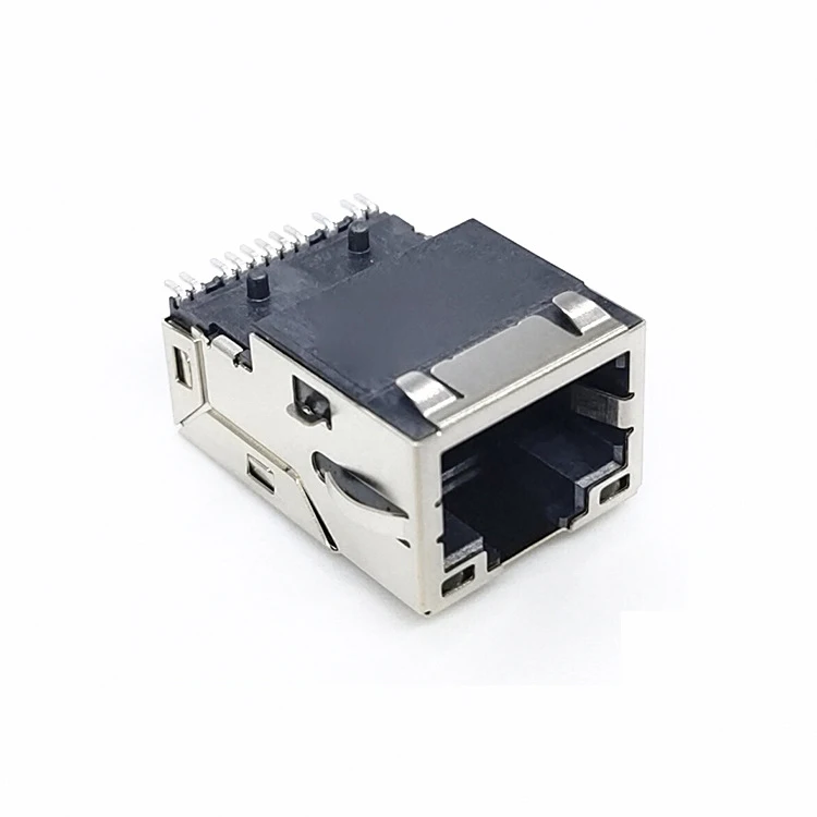 100BASE TAB UP 8P Network RJ45 Full SMT Connector with LED Shield Jack Connector