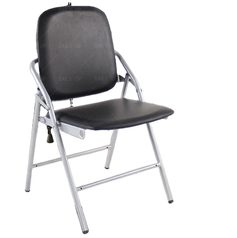 PU Leather padded Seat Folding Chair With Tablet And Book Holder Foldable Office Computer Chair For Meeting Reference Training