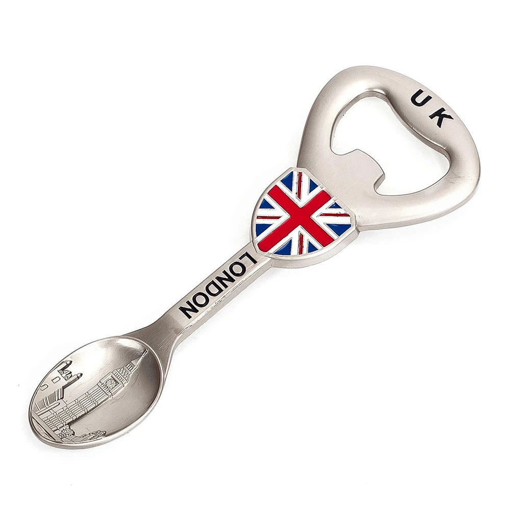 Custom Pairs Berlin London Barcelona Tourist Travel Gifts Spoon Beer Bottle Opener Switzerland New York Souvenir Fridge Magnet