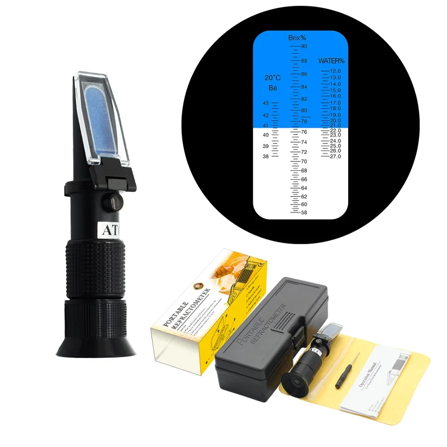 Автоматический рефрактометр 12-27% воды 58-90% рефрактометр по шкале Брикса 38-43 Be рефрактометр для меда Портативные Инструменты для пчеловодства