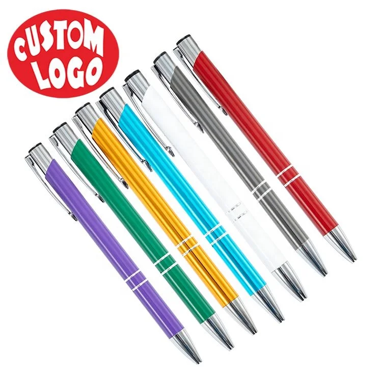 Fashion Style Promotional Gift Glossy Business Gift Ballpoint Pen  Aluminum Touch Custom Logo Pens Colored Ballpoint Pens