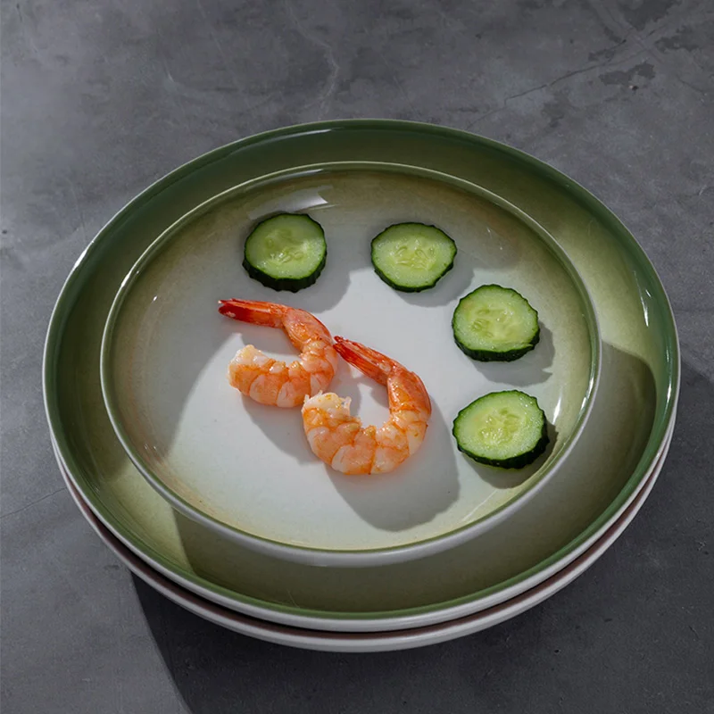 HuaDa High Quality Glazed Ceramic Dinner Plate Round Nordic Plate Set Custom Serving Dishes For Catering