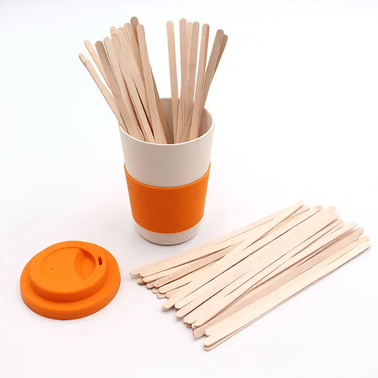 Wholesale Custom Disposable Biodegradable Wooden Coffee Drink Stir Stick Bamboo Coffee Stirrers Rod Tea Swizzle Stick