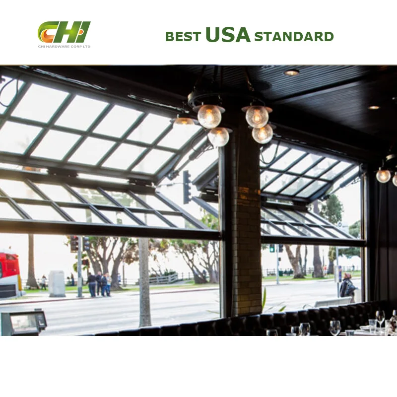 Vertical Hinged 4 Leaf Garage Door Aluminum Glass Folding Folding Up Door For Garage