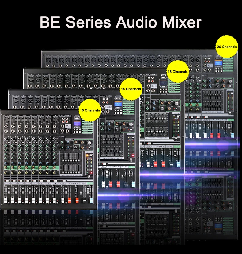 GPUB BE-18 Factory Best Selling 18 Channel Dj Professional Audio Digital Mixer Mixing Console