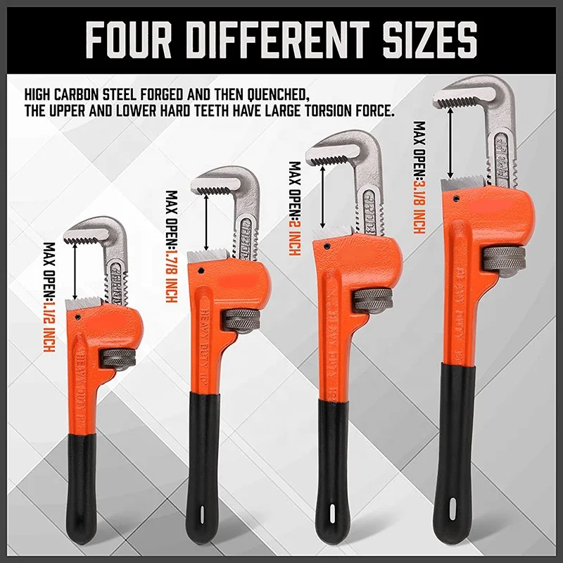 Wholesale Price Light Weight Plumbers Tool 14 24 36 Inch Stainless Steel Aluminium Pipe Wrench
