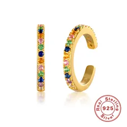 925 sterling silver clip on hoop earrings non piercing design ear clips without earring holes women ear cuff earrings 2022