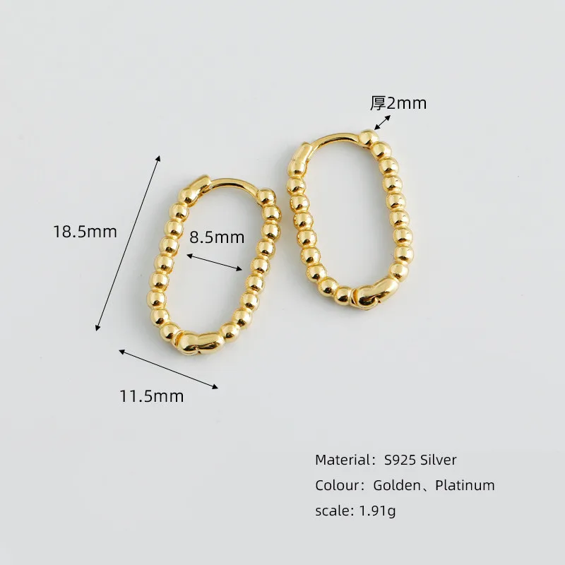 High Quality New Simple Design S925 Sterling Silver Beads Hoop 925 Silver Earrings For Women
