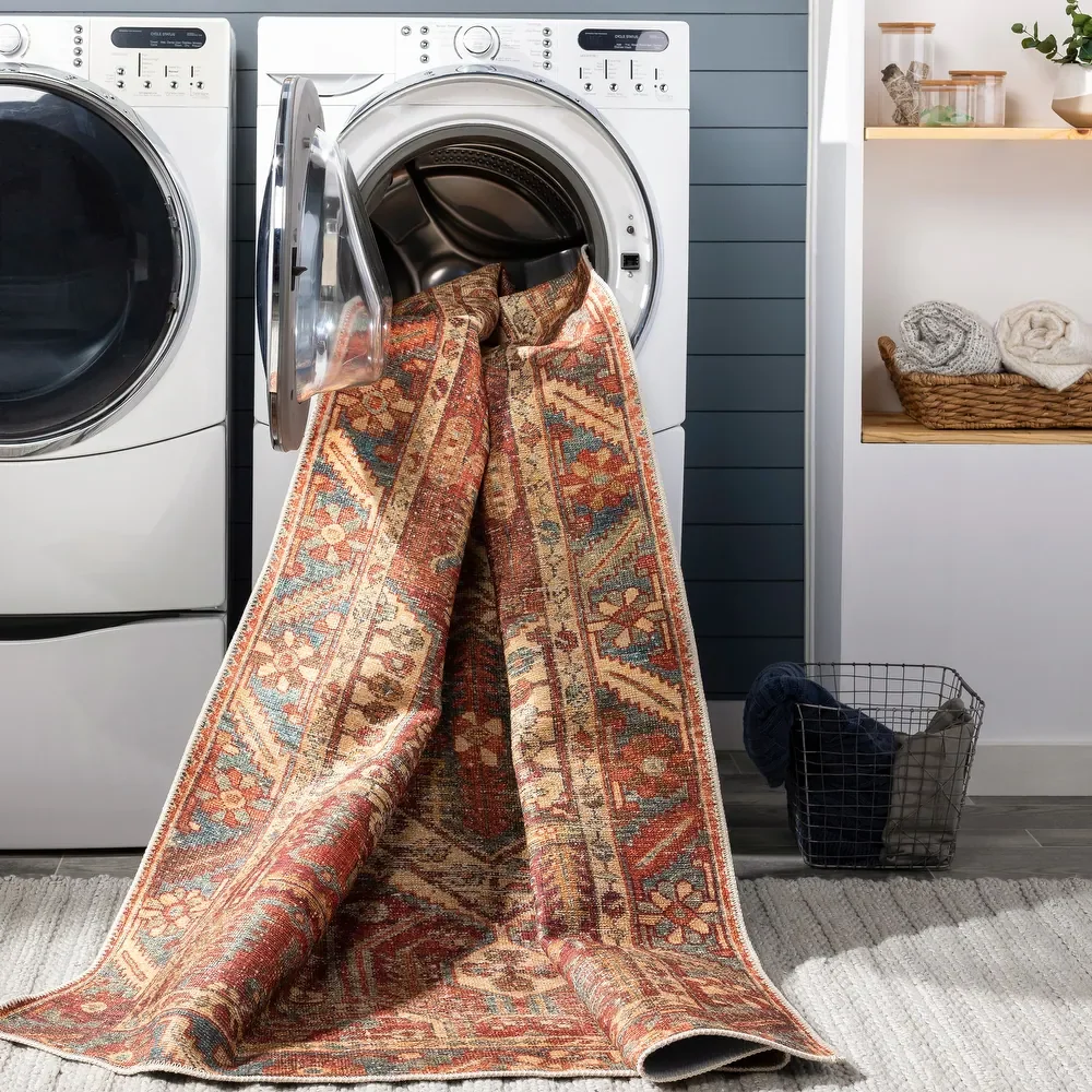 Machine Washable Artistic Vintage Geometric Machine Washable Area Rug