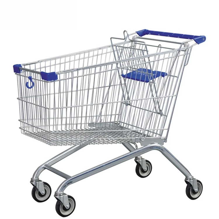 Supermarket Shopping Trolley Carts Convenience Store 90/100/120L Storage Basket Hand Push Shopping Cart