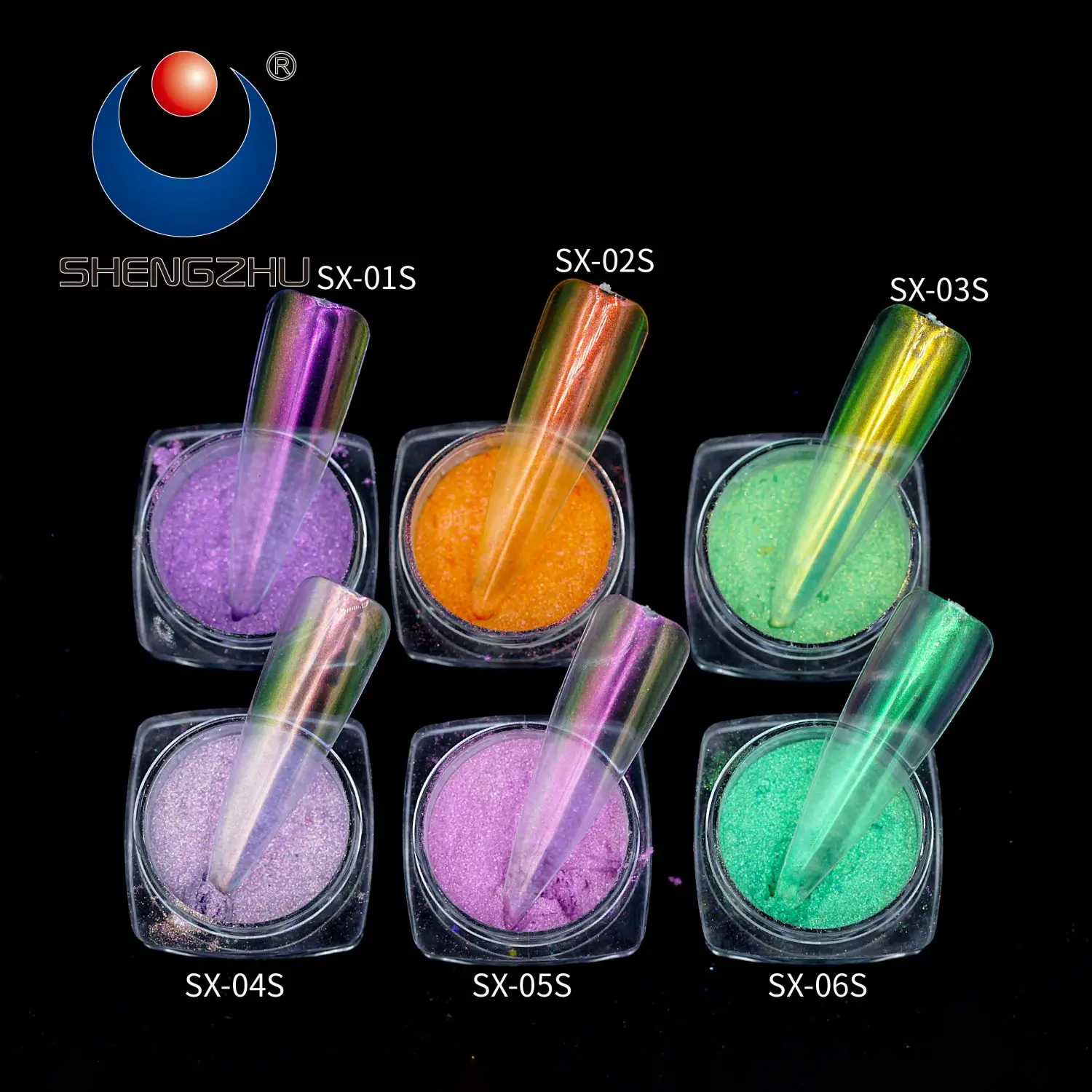 hot sale SX series candy aurora powder for chrome nail effect for nail rubbing nail gel polish