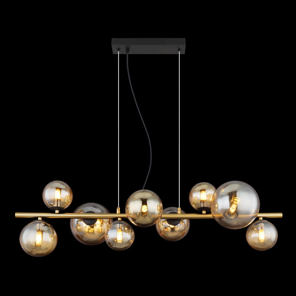 Glass globe pendent lighting amber lampshade gold brass matt body luxury pendent lamps for living room