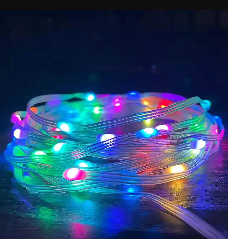 Dropshipping Christmas Lights Outdoor Decoration 8 Modes Led PVC LED Smart Fairy String Light With Remote