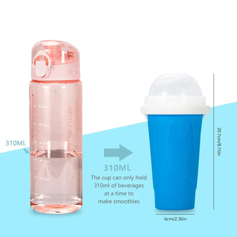 Homemade Portable Smoothie Mug Ice Cream Maker Frozen Magic Double Layer Squeeze Freeze Slushie Maker Cups for Juices Quick