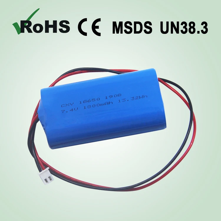 18650 2S battery chargeable  7.4V 1800mAh lithium ion battery pack