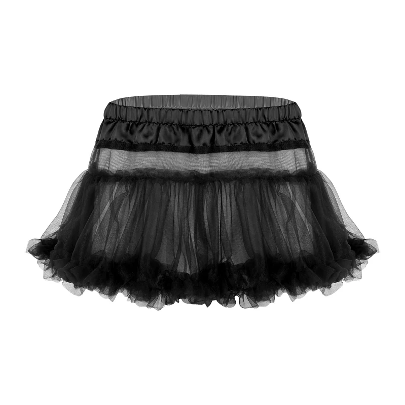 Cheap Sissy Maid Dress Elastic Waistband Frilly Ruffled Soft Tulle Layered Mini Skirt Sissy Dress