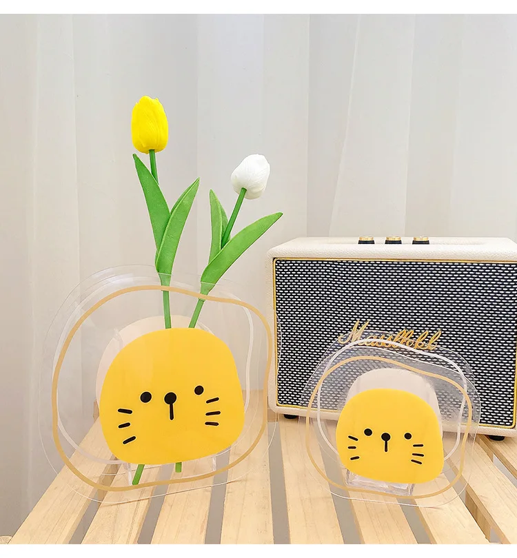 Acrylic Cute Pen Holder Ins Acrylic Vase For Flowers  And Make-Up Brush For Home Office Wedding Decoration