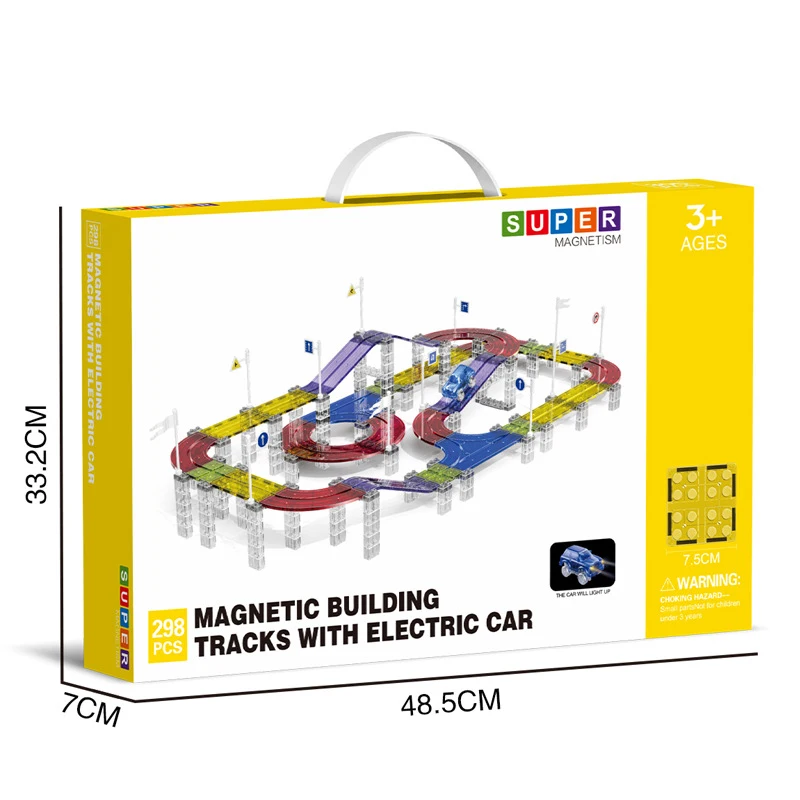 5/9/36PCS Factory Magnetic Track Electric Led Car Race Set STEM Building Block Puzzle Toys for Children Educational Toddlers