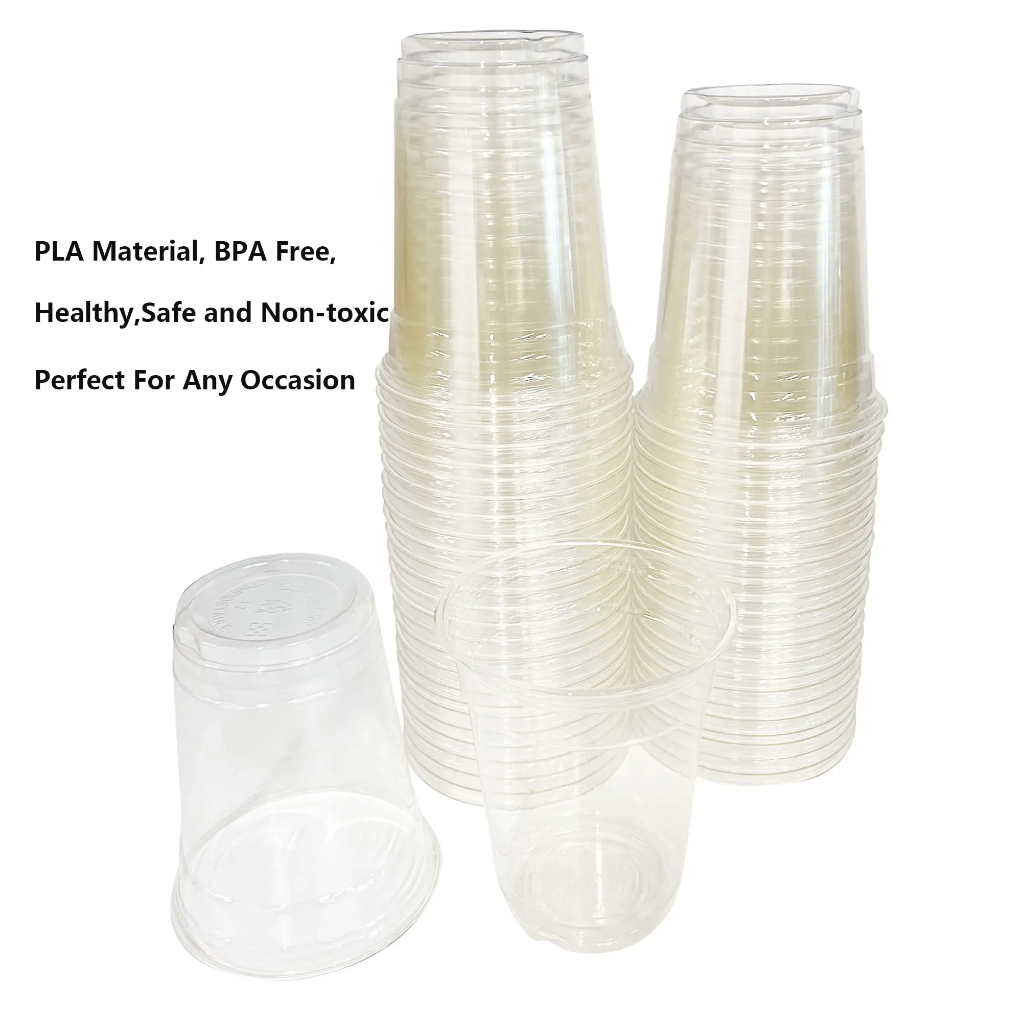 PLA Eco-friendly Fuling Free Sample Clear Disposable Plastic Cups Cold Party Drinking Cups
