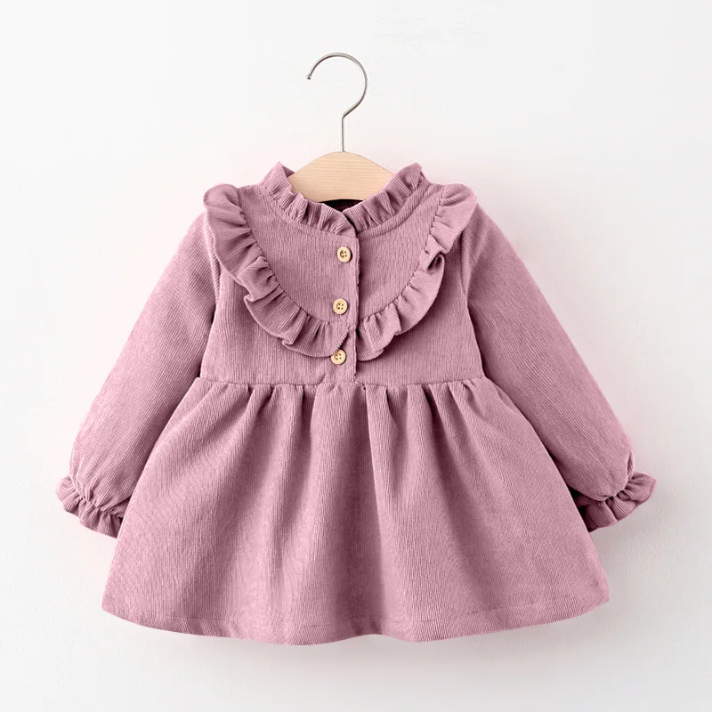 Осень 2020, розовые Клубничные Детские платья для девочек, хлопковое праздничное платье с длинным рукавом