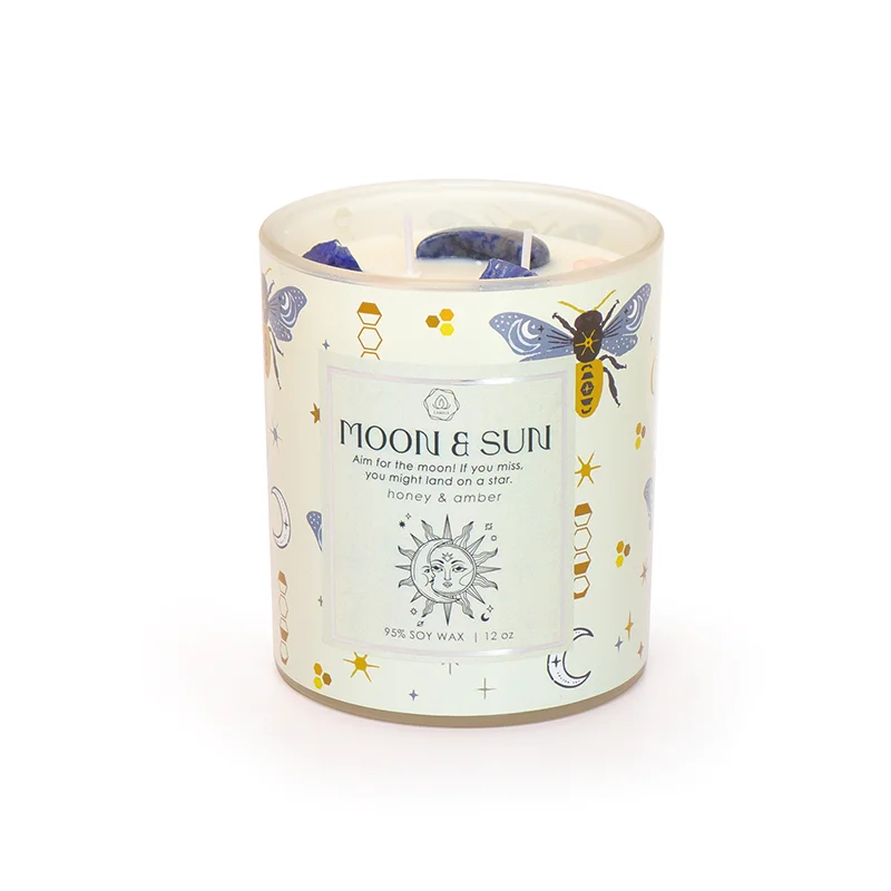 Glass jar scented candle Custom private label soy wax crystal home decoration scented candle