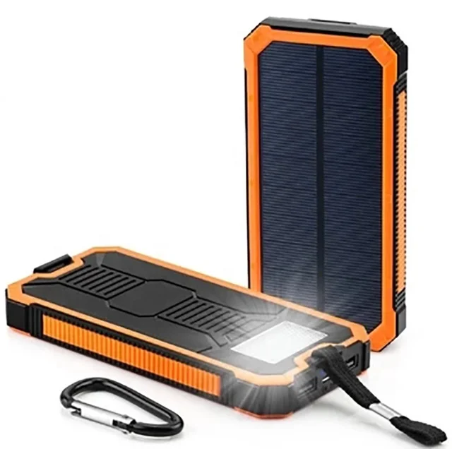 2022 trending Solar charger 20000mAh waterproof portable external mobile phone charger with LED flashlight solar powerbank