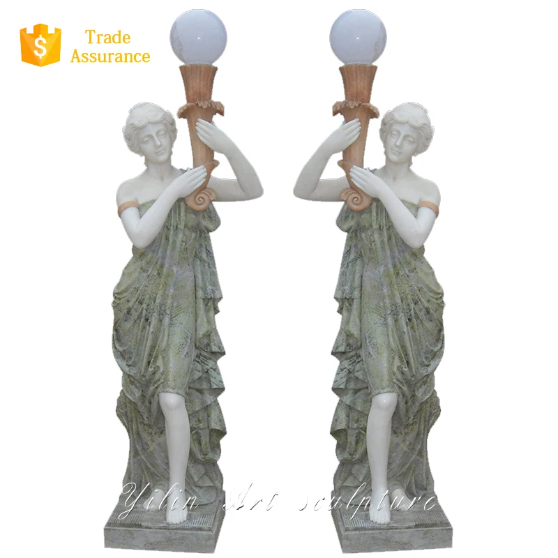 Natural Stone Woman Light Lamp Statue For Sale