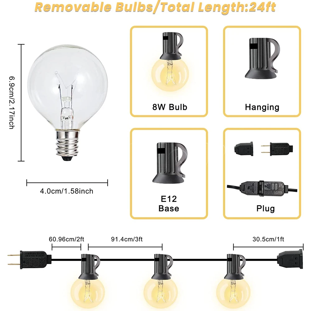 Wholesale Price Decoration Luces Led Holiday Lighting G40 Bulbs Outdoor Christmas LED String Light