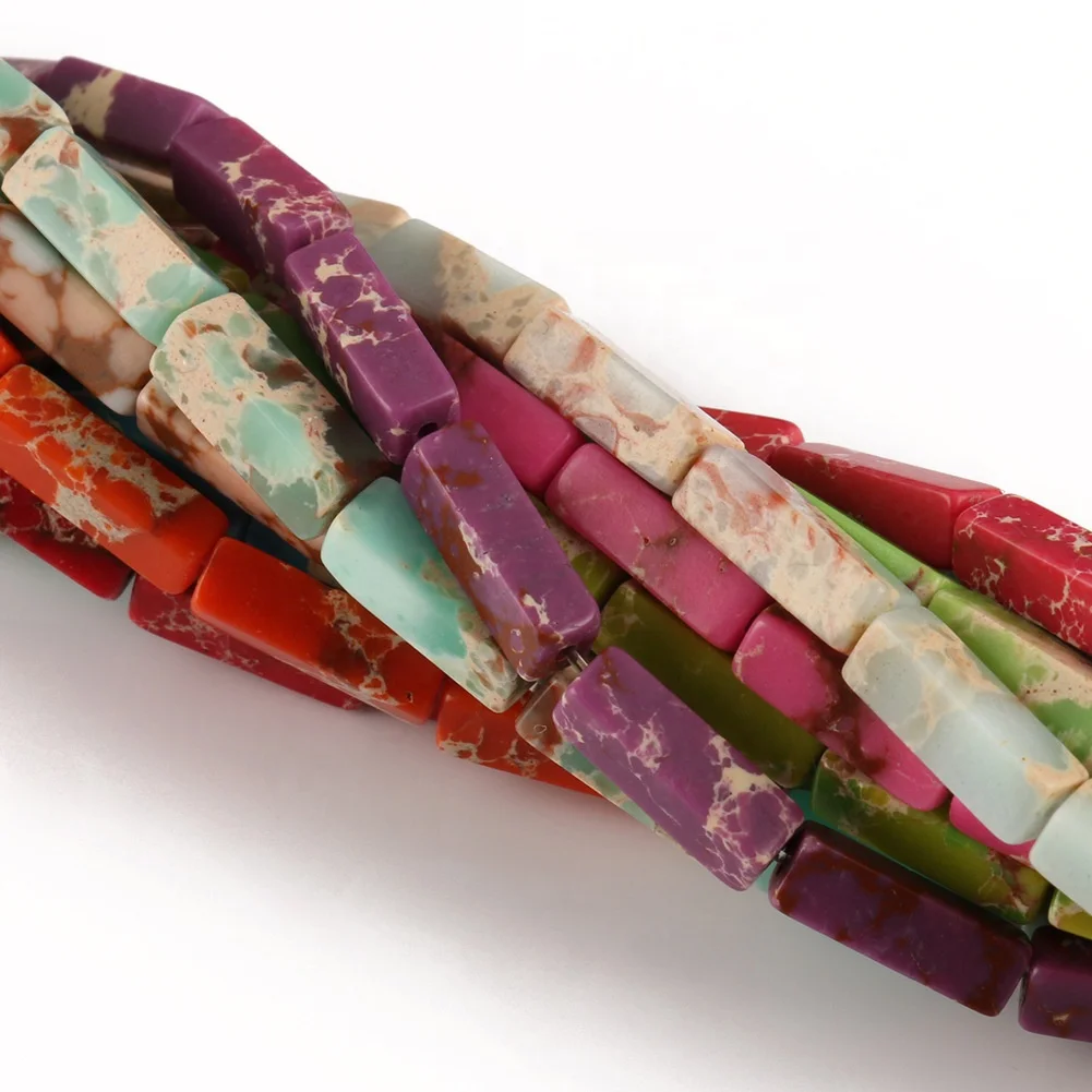 4*13mm Natural Emperor Stone Rectangle Shape Beads Natural sea sediment gemstone Geometry Spacer beads for jewelry makings