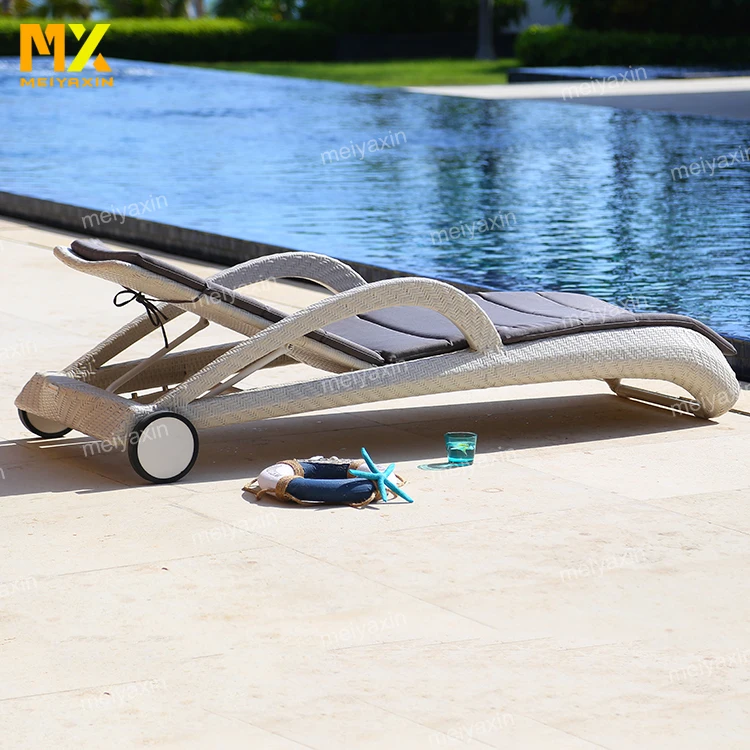
Swimming patio wicker sun bed outdoor bed leisure chaise rattan sun lounger 