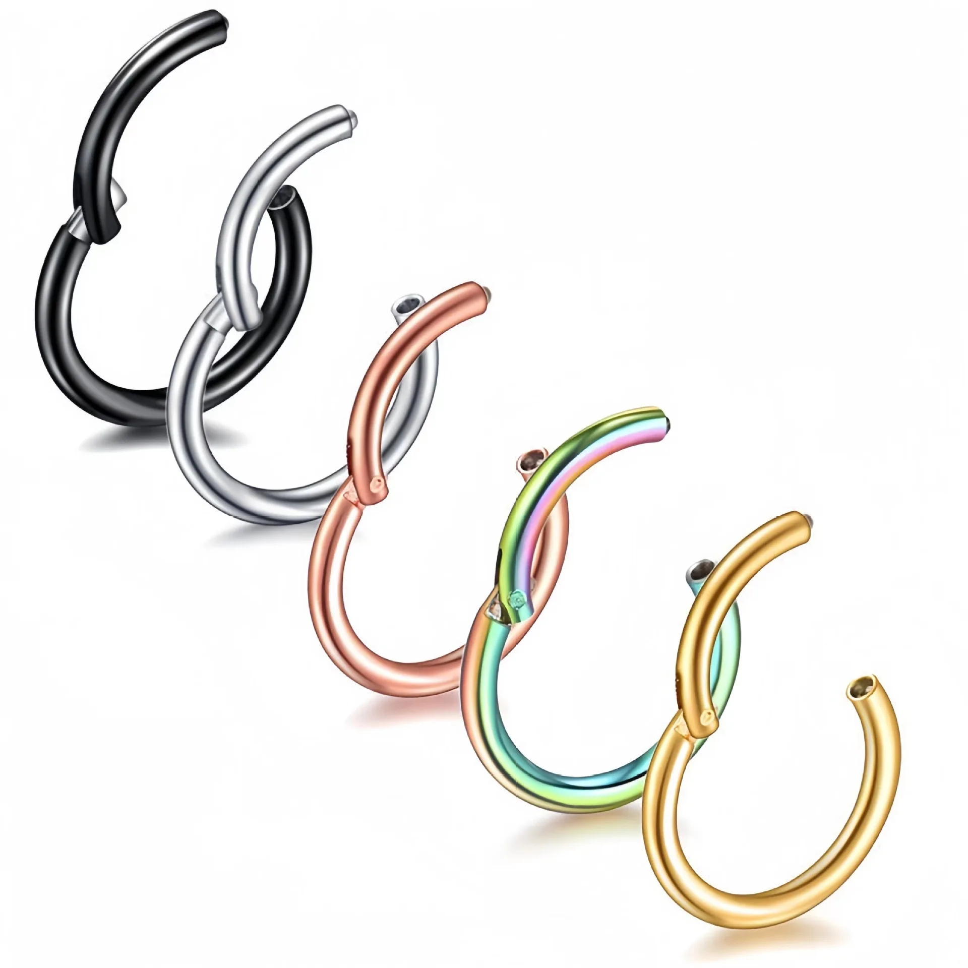 ASTM F136 Titanium G23 Nose Ring 16G 18G 20G Silver Plated Septum Clicker Nose Ring