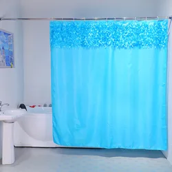 Modern Style 3D Leaves Decoration Green Bathroom Curtain WIth Valance