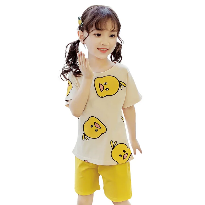 Wholesale Cheap Children Sleepwear Pajama Cartoon Kids Print Clothes Soft Cotton Baby Home wear Set