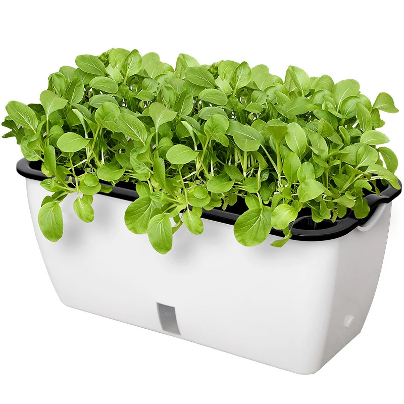 Outdoor Big Large Plastic Lazy Vegetable  Fruits Gardening Pots Modern Rectangular Self Watering Flower Pot