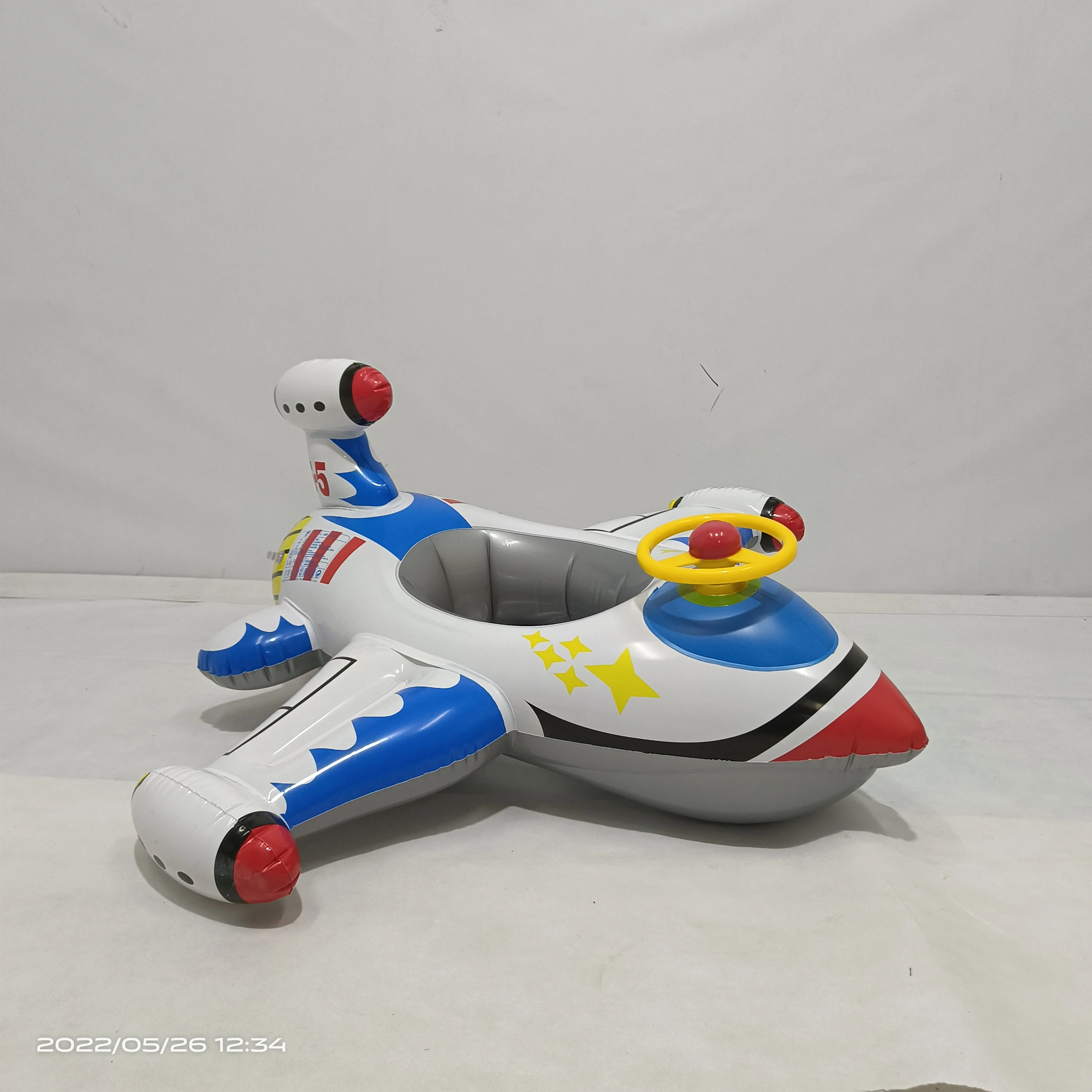 Hot sale kids inflatable aircraft seat ring float toys with water gun-120*120CM