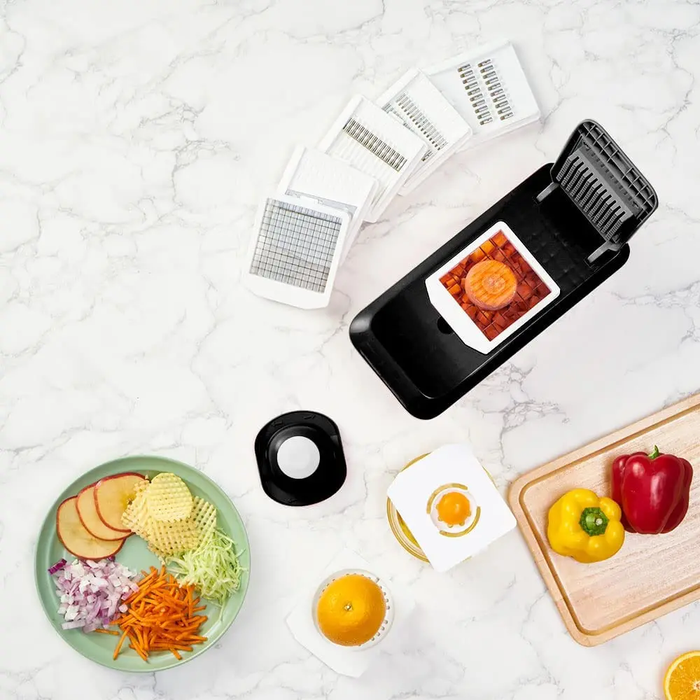 Vegetable Slicer Chopper Potato Cutter Grinder 10 In 1 Julienne Peeler Zester Grater Fruit Slicer With Brush And Safety Holder